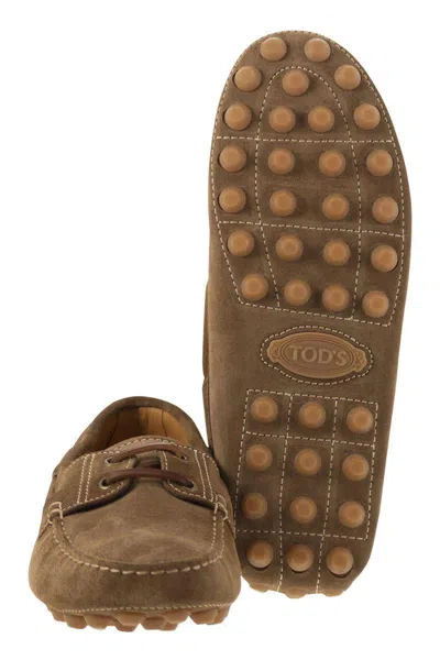 Tod's Light Walnut Leather Driving Moccasin Made In Italy Men