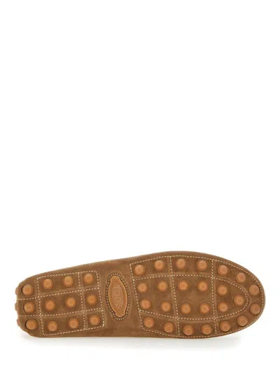 Tod's Light Walnut Leather Driving Moccasin Made In Italy Men