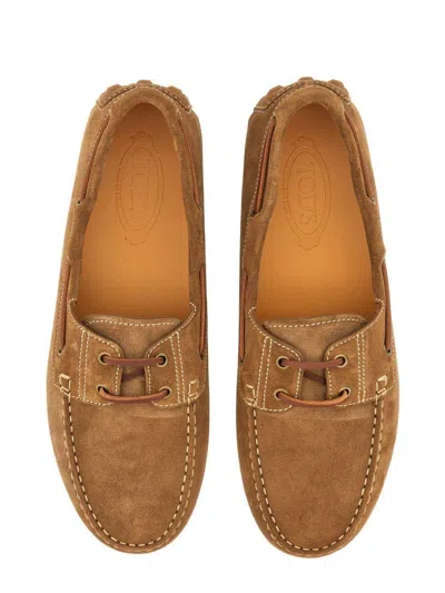 Tod's Light Walnut Leather Driving Moccasin Made In Italy Men