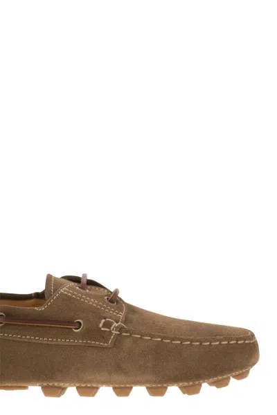 Tod's Light Walnut Leather Driving Moccasin Made In Italy Men