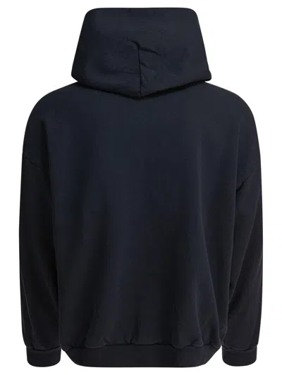Balenciaga Black Hoodie With Fixed Hood And Logo Lettering On The Front In Cotton Man In Black