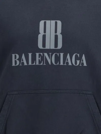Balenciaga Black Hoodie With Fixed Hood And Logo Lettering On The Front In Cotton Man In Black
