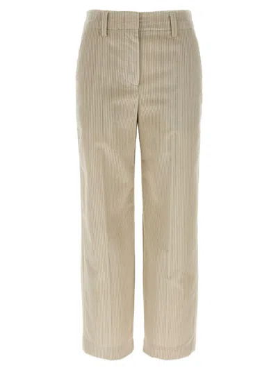 Brunello Cucinelli Velvet Trousers With Pockets And Loops In Brown