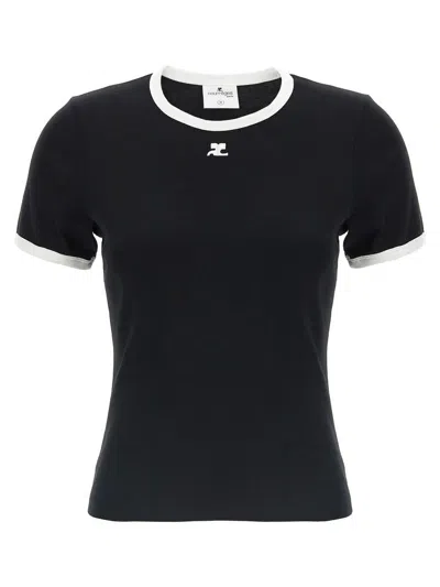 Courrèges Courreges Women Signature Contrast T-shirt In Black