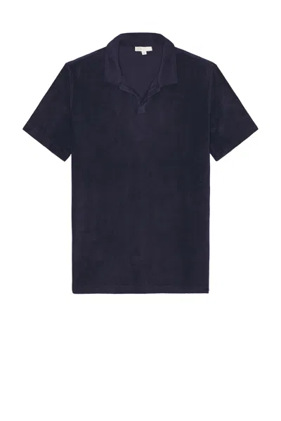 Onia Towel Terry Johnny Collar Polo In Blue