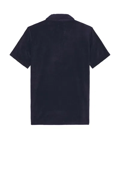Onia Towel Terry Johnny Collar Polo In Blue