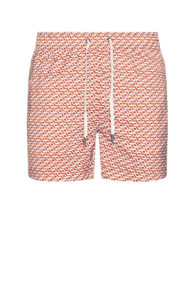 Onia Charles Swim Trunks 5 Block Geo Potters Clay In Brown