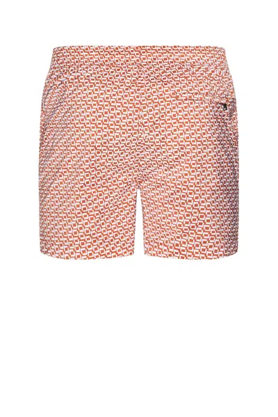 Onia Charles Swim Trunks 5 Block Geo Potters Clay In Brown