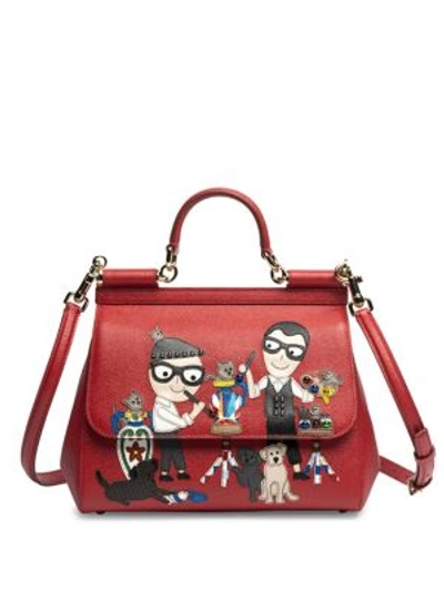 Shop Dolce & Gabbana Medium Miss Sicily Family Leather Satchel In Red
