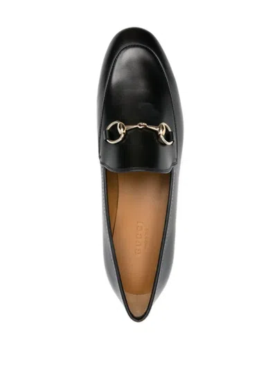 Gucci Polished Black Leather Loafers With Gold-tone Hardware