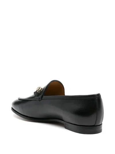 Gucci Polished Black Leather Loafers With Gold-tone Hardware