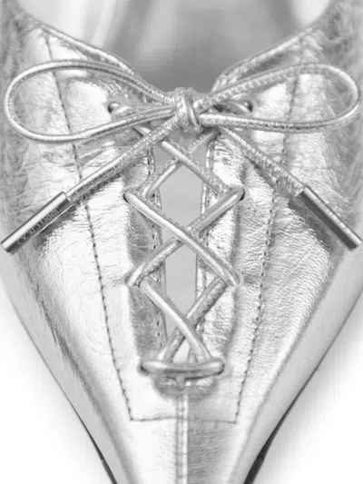 Jimmy Choo 50mm Scarlett Lace-up Pointed-toe Mules In Silver