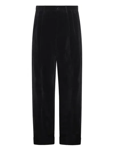 Valentino Garavani Cotton And Linen Blend Trousers In Black