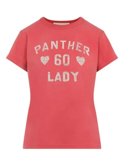 Valentino Panther Lady Graphic Print Crew Neck T-shirt In Red