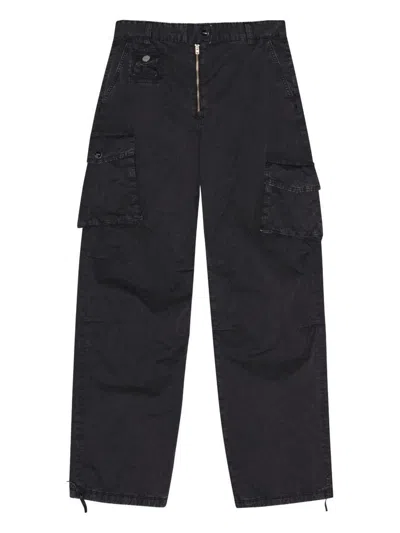 Ganni Women Organic Cotton Cargo Trousers In Black