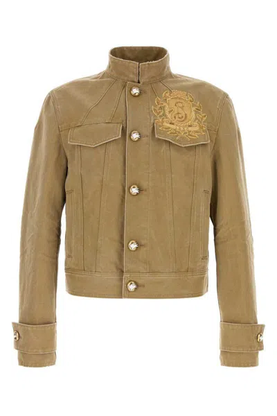 Burberry Denim Jacket With Embroidered Patch And Epaulettes