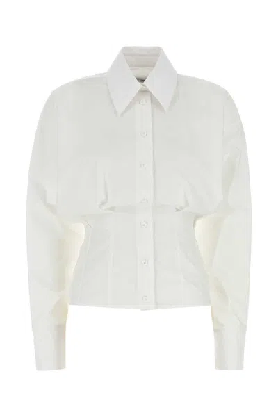 Attico Fitted Waistline Poplin Shirt In White