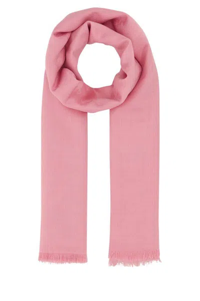 Alexander Mcqueen Soft Wool Blend Scarf With Fringed Edges In Pink