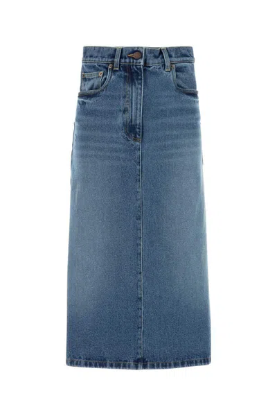 Prada Denim Skirt With Back And Front Pockets In Blue