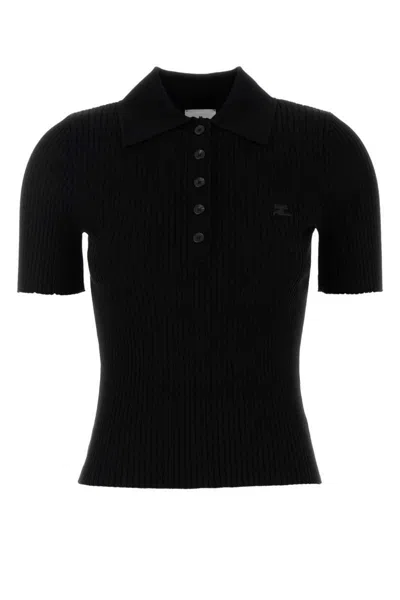 Courrèges Courreges Black Viscose Blend Polo Shirt Women In Black