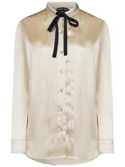 Tom Ford Pintuck Detail Satin Shirt