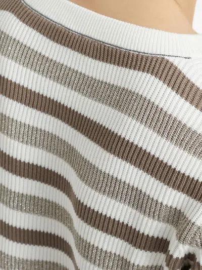Brunello Cucinelli Striped Cotton Crewneck Sweater