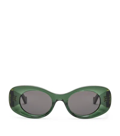 Loewe Womens Dark Green G821mxix01 Oval Frame Acetate Sunglasses