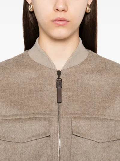 Brunello Cucinelli Wool Vest Zippered Drawstring Hem In Nude