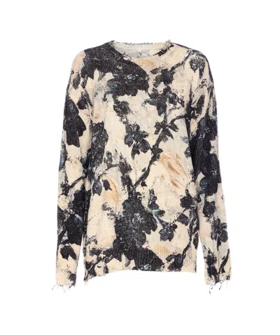 R13 Floral-print Distressed Sweatshirt In Multi