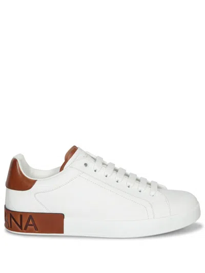 Dolce & Gabbana White Leather Portofino Sneakers