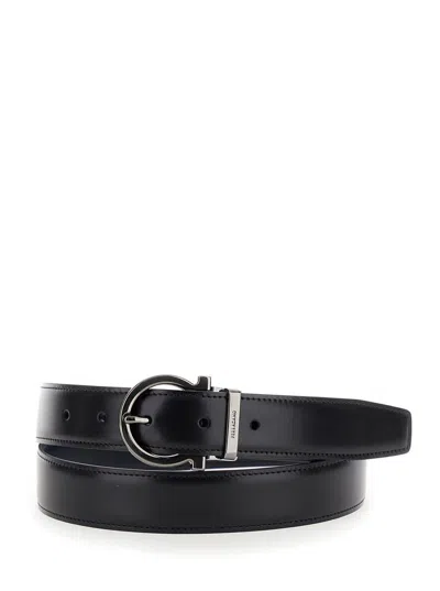 Ferragamo Black Belt With Gancini Buckle