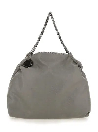 Stella Mccartney Grey Shoulder Bag  With Diamond-like Chain And Logo Charm On The Front