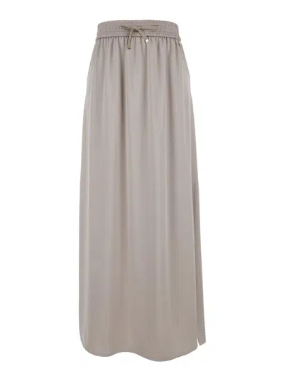 Herno Beige Long Skirt With Elastic Waist In Stretch Tech Fabric Woman