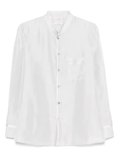 Forte Forte Mandarincollar Shirt In Silk In White