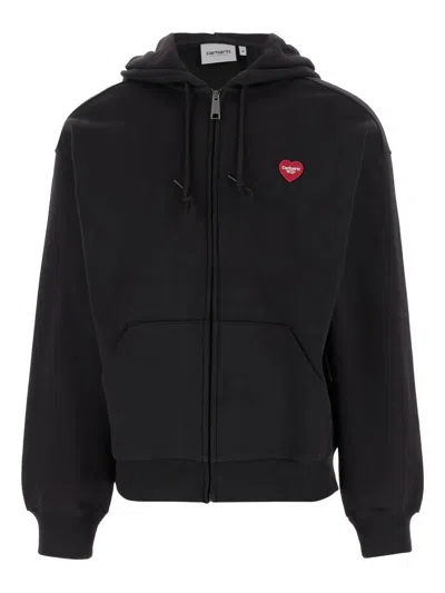 Carhartt Wip Hooded Heart Ii Hartt Sweat Jacket Clothing In Black