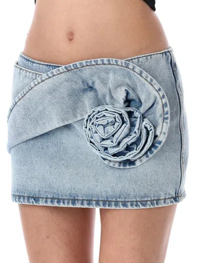 Magda Butrym Floral Appliqué Denim Mini Skirt