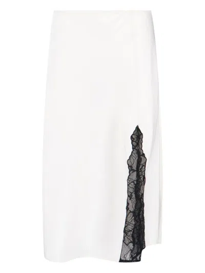 Calvin Klein Lace Detail Skirt Side Slit In White