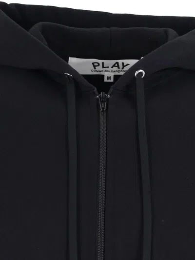 Comme Des Garçons Play Hooded Sweatshirt With Drawstring And Pockets In Black