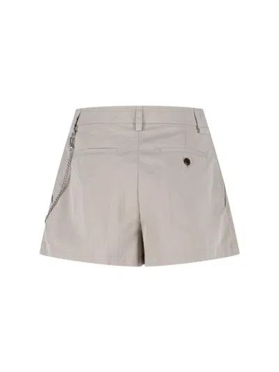 Alexander Wang Pleated Chain-embellished Shorts In Neutral