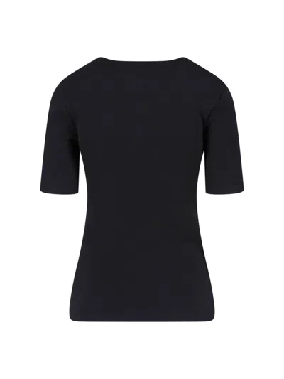 Anine Bing Ribbed Texture Round Neck Button Detailing Top In Black