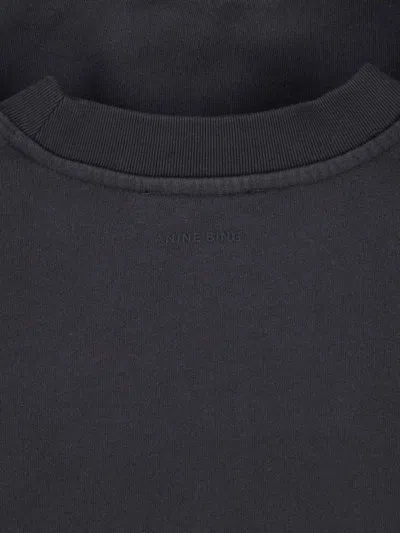 Anine Bing Miles Relaxed-fit Oversized Cotton Sweatshirt With Contrasting Logo In Black