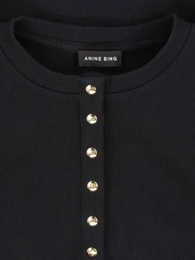 Anine Bing Striped Long Sleeve Tshirt In Black