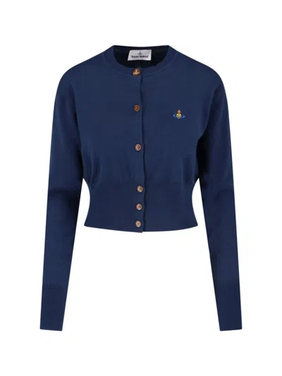 Vivienne Westwood Ribbed Crewneck Knitwear With Cuffs And Hem In Blue