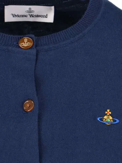 Vivienne Westwood Ribbed Crewneck Knitwear With Cuffs And Hem In Blue