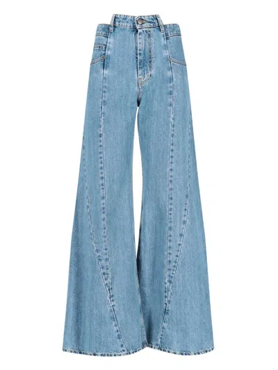 Maison Margiela High-waisted Cut-out Jeans With Wide Leg Silhouette