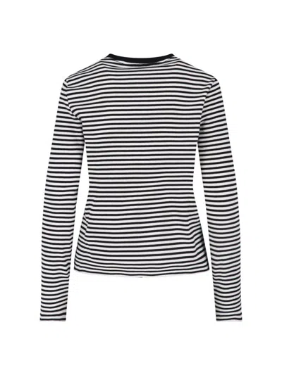 Anine Bing Alessia Long Sleeve Tee In Cream And Black Stripe In Multi
