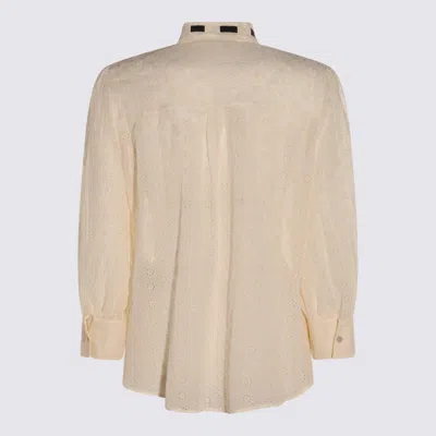 Valentino Embroidered Bow Stand Collar Long Sleeve Top