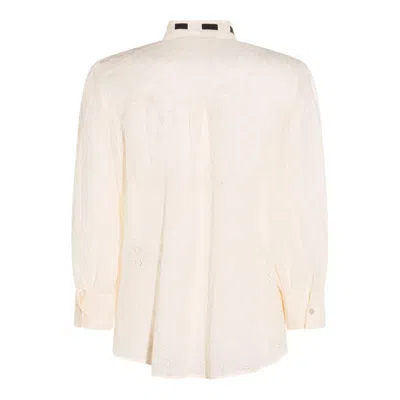 Valentino Embroidered Bow Stand Collar Long Sleeve Top