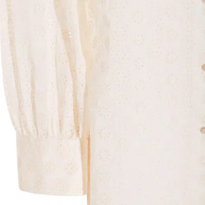 Valentino Embroidered Bow Stand Collar Long Sleeve Top