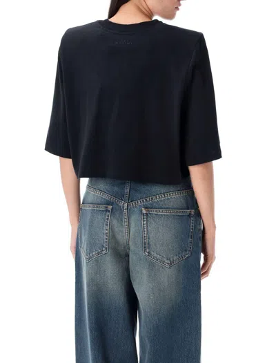 Isabel Marant Cropped T-shirt Short Sleeves In Black